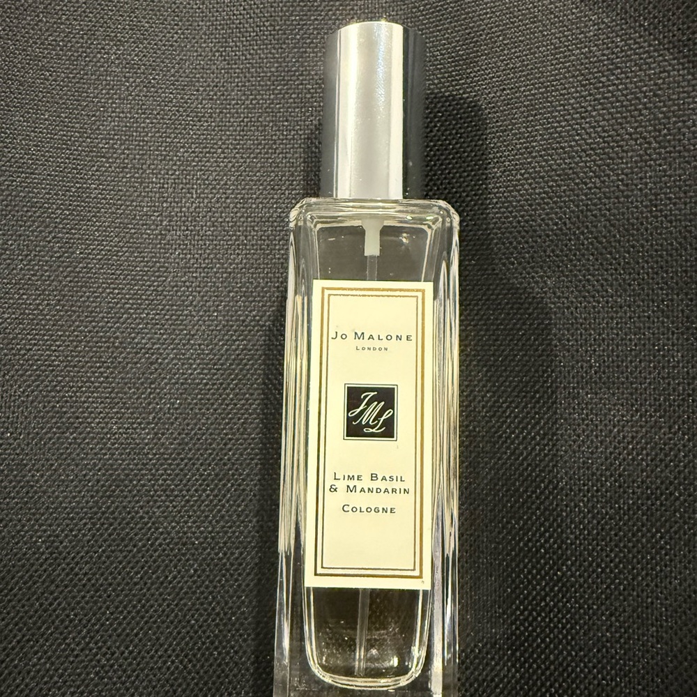 Jo Malone Clear Glass Cologne Bottle with Silver Cap and Cream Label